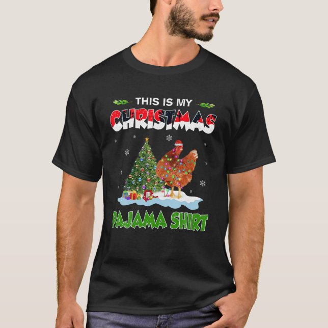 Luzes De Camisa De Natal De Frango Esta É A Minha  (Frente)