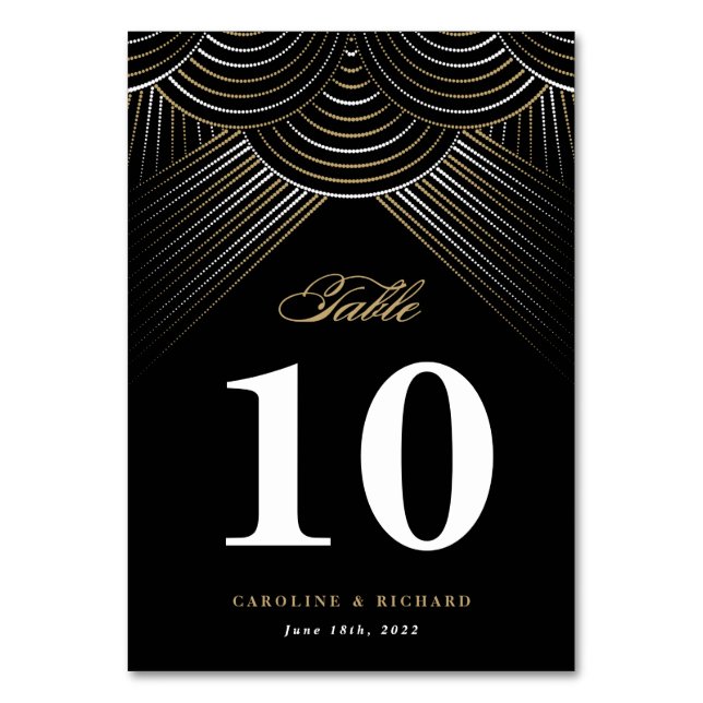 Luzes de Corda Art Deco em Dourado Preto Cartão de (Frente)