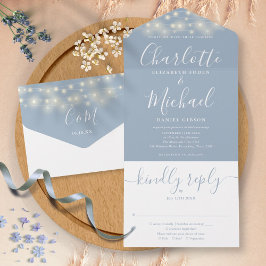 Luzes de Corda Azul Empoeirado Elegante Casamento