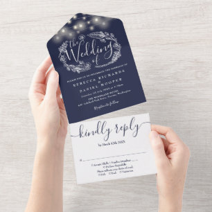 Luzes de Corda Azul Marinho para Casamento em Folh