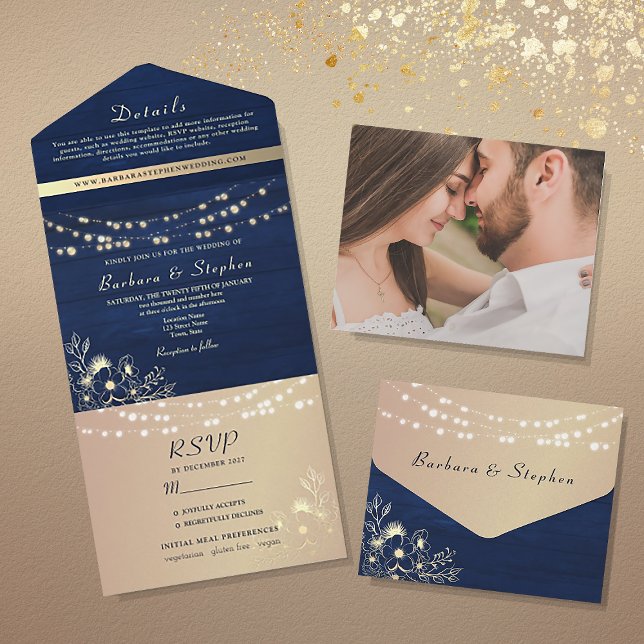 Luzes de Corda Azul Marinho Rústicas Casamento  (Criador carregado)