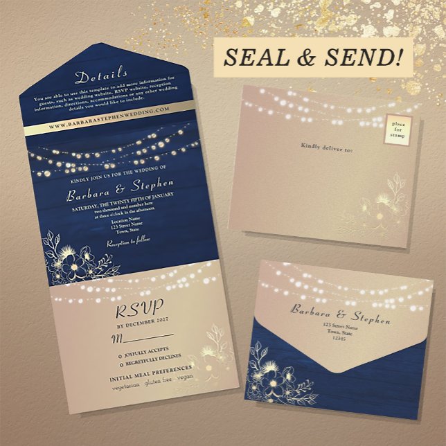 Luzes de Corda Azul Marinho Rústicas Casamento (Criador carregado)