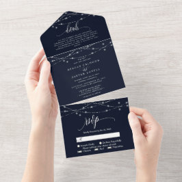 Luzes de Corda Brilhantes Casamento Azul Marinho E