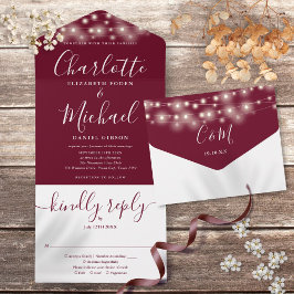Luzes de Corda Burgundy Casamento Escrito Elegante