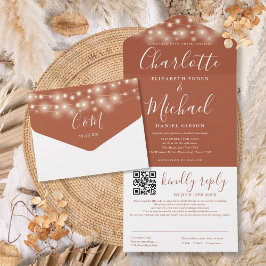Luzes de Corda Casamento Código QR Script Terracot