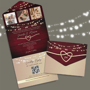 Luzes de Corda Douradas e Burgundy para Casamento