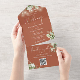 Luzes de Corda Floral de Terracota Código QR Casam