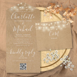 Luzes de Corda Kraft Rústico Código QR Casamento