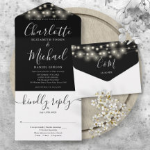 Luzes de Corda Pretas e Brancas Casamento Chic Scr