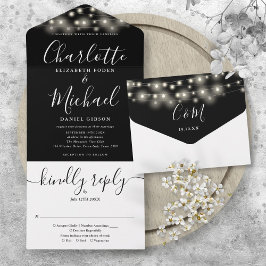 Luzes de Corda Pretas e Brancas Casamento Chic Scr