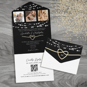 Luzes de Corda Pretas e Brancas Casamento Código Q
