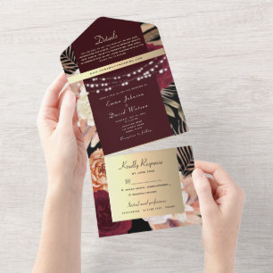 Luzes de Corda Preto Dourado Borgonha Casamento Tu