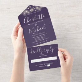 Luzes de Corda Roxas Casamento Moderno Script