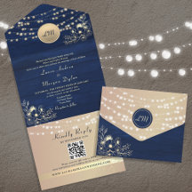 Luzes de Corda Rústicas Casamento Azul Marinho
