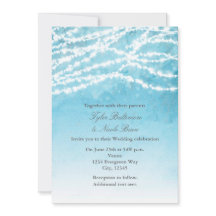 Luzes de Corda Rústicas Convite de Casamento Azul