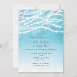 Luzes de Corda Rústicas Convite de Casamento Azul