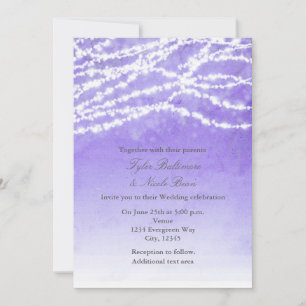 Luzes de Corda Rústicas Convite de Casamento Roxo