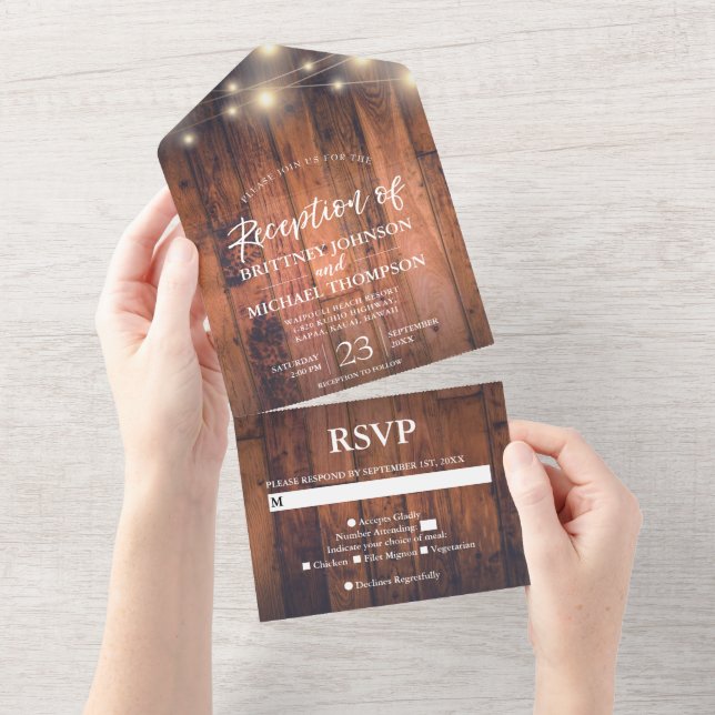 Luzes de Corda Rústicas Recepção de Casamento (Aba destacável)