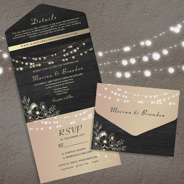 Luzes de Fadas Pretas e Douradas para Casamento (Criador carregado)
