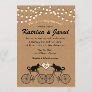 Luzes de festa com gatos no convite de casamento B