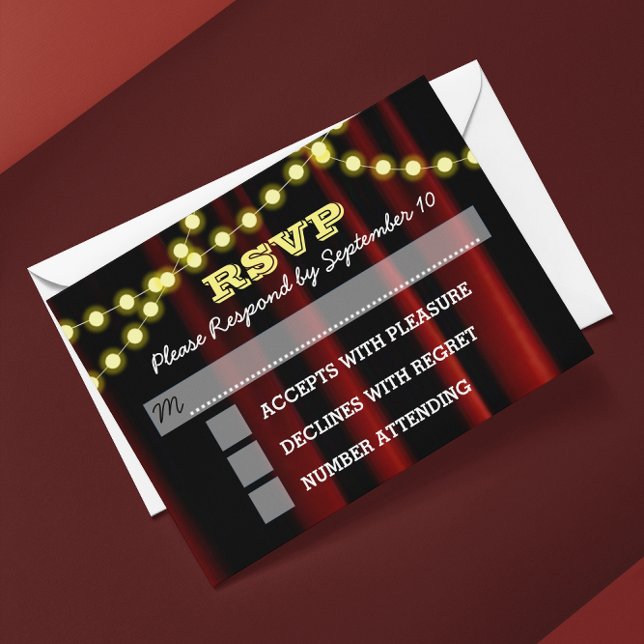 Luzes de filme Bar amarelo Mitzvah RSVP Card (Criador carregado)