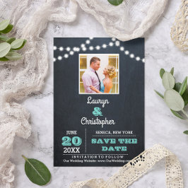 Luzes de Lousa Verde-Cinza Anúncio de Casamento