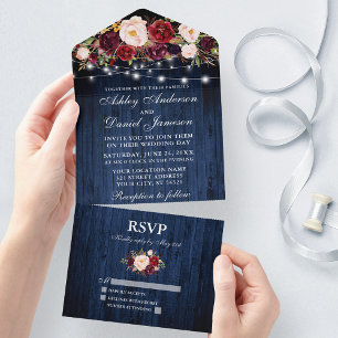 Luzes de Madeira Azul Floral Floral de Casamento B