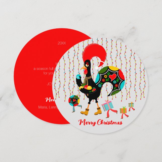 Luzes de Natal, baubles, presentes e galos (Frente/Verso)