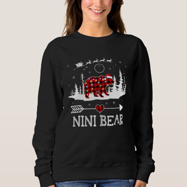 Luzes de Natal Camisa de Dormir Combinando Xadrez  (Frente)