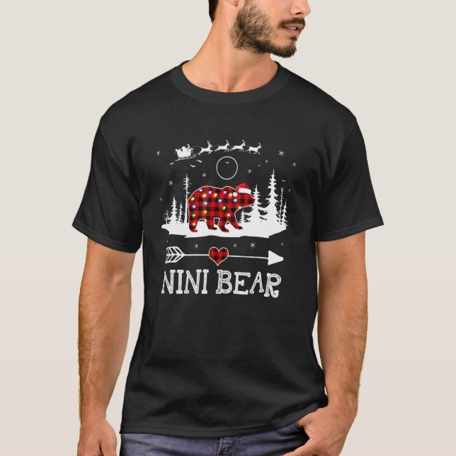 Luzes de Natal Camisa de Dormir Combinando Xadrez  (Frente)