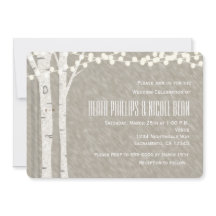 Luzes de Natal de Árvore de Bétula Rústica Convite