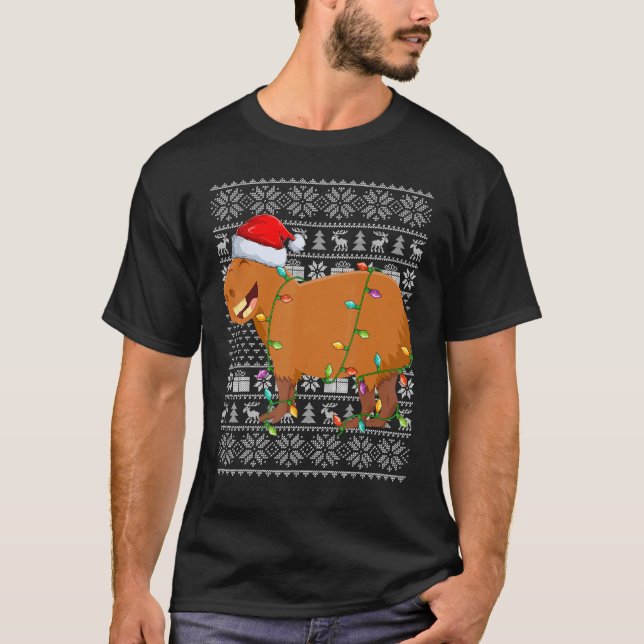 Luzes de Natal Estilo Suéter Feio Capivara Papai N (Frente)
