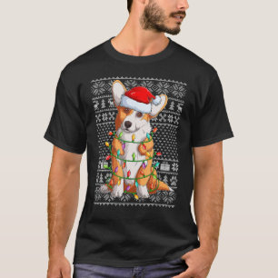 Luzes de Natal estilo suéter feio Santa Corgi Cach