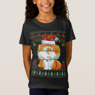 Luzes de Natal Suéter Feio Estilo Santa Gato Persa