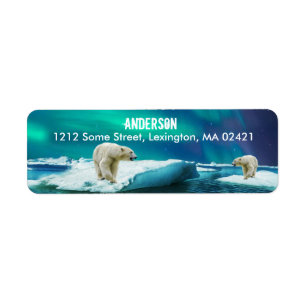 Luzes de Norte do Urso Polar Endereçam Etiquetas