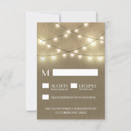 Luzes de String + Cartões RSVP de Casamento de Bur