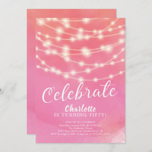 Luzes de String Celebram Convite de Aniversário pa