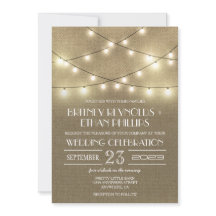 Luzes de String + Convites de Casamento de Burlap 