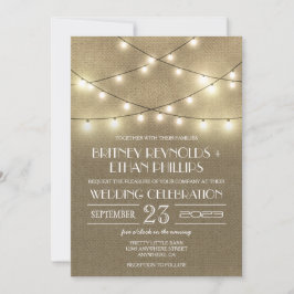 Luzes de String + Convites de Casamento de Burlap