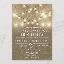 Luzes de String + Convites de Casamento de Burlap