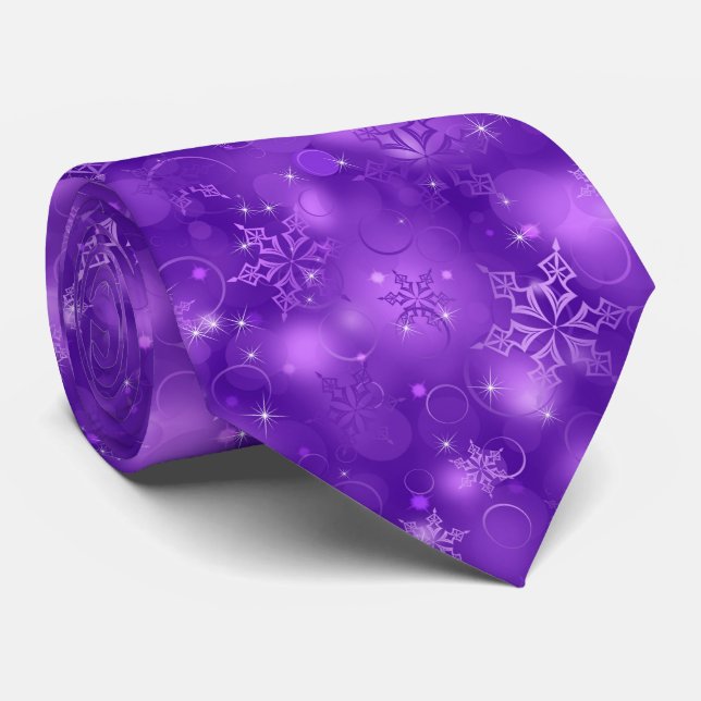 Luzes e flocos de neve, roxo - gravatas do Natal, (Rolled)