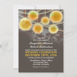 Luzes e lanternas convite elegante para casamento