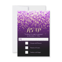 Luzes espumantes de casamento roxo RSVP