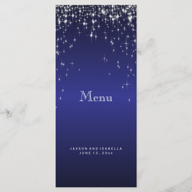 Luzes nas estrelas em azul escuro - Menu (Frente)