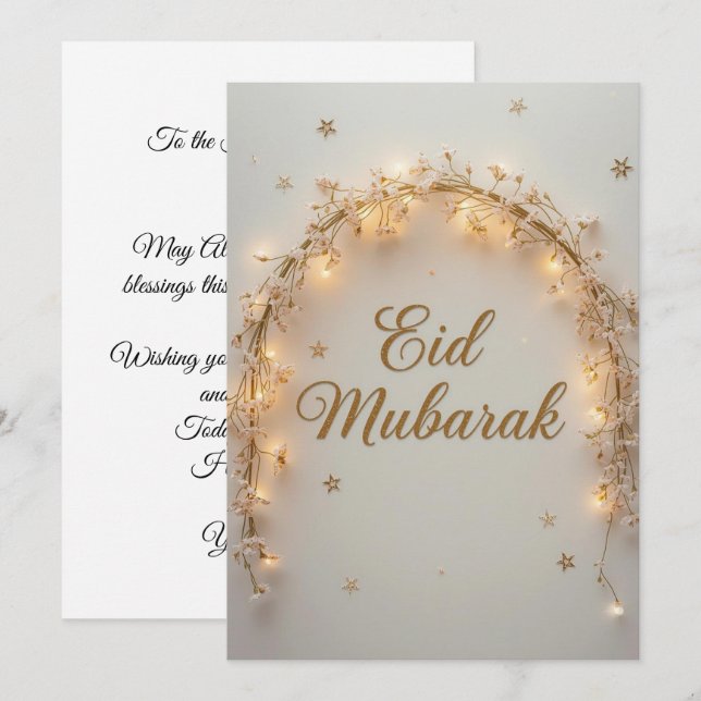 Luzes Personalizadas de Eid mubarak Cartão de Boas (Frente/Verso)