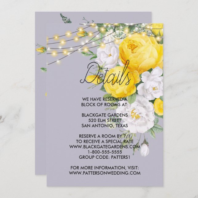 Luzes russas Cartões de abrigo florais amarelos (Frente/Verso)