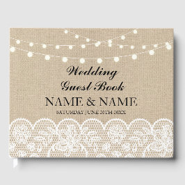 Luzes Rústicas De Burlap, Livro De Casamento