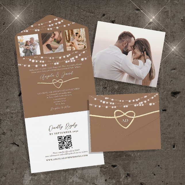 Luzes Rústicas de Corda Casamento Código QR (Criador carregado)