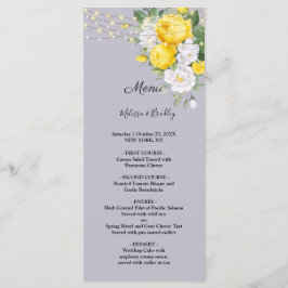 Luzes Rústicas Menu de Casamento Floral Amarelo