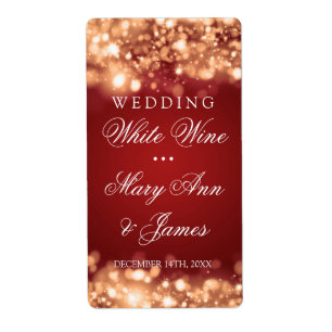 Luzes Sparkling da etiqueta do vinho do casamento